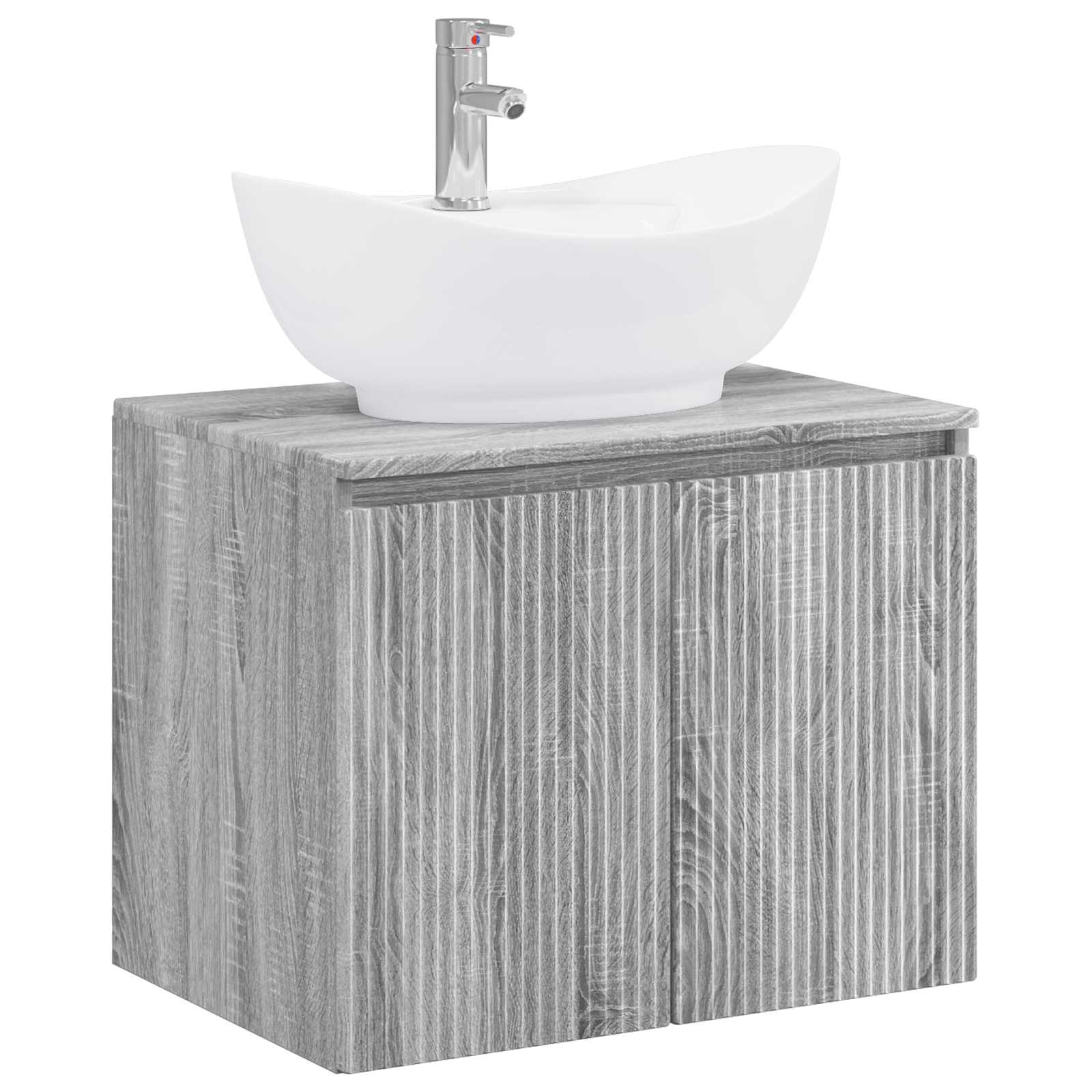 Badezimmermöbel-Set Grau Sonoma Holzwerkstoff