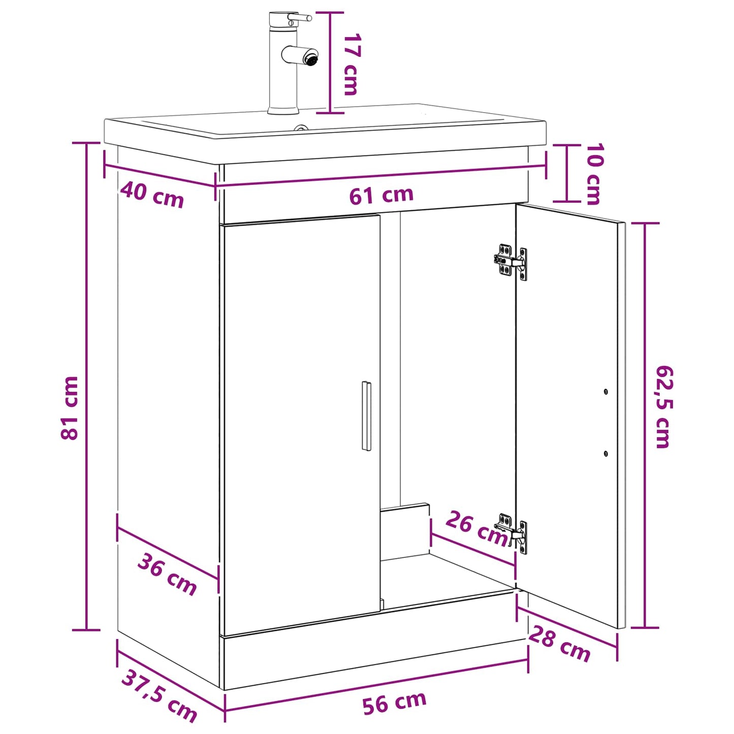 Badezimmermöbel-Set Weiß 61 x 40 x 84,5 cm Holzwerkstoff