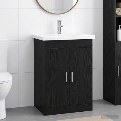 Badezimmermöbel-Set Schwarz Eichen-Optik 61 x 40 x 84,5 cm