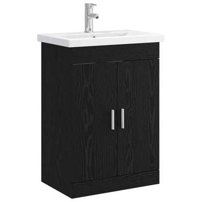Badezimmermöbel-Set Schwarz Eichen-Optik 61 x 40 x 84,5 cm