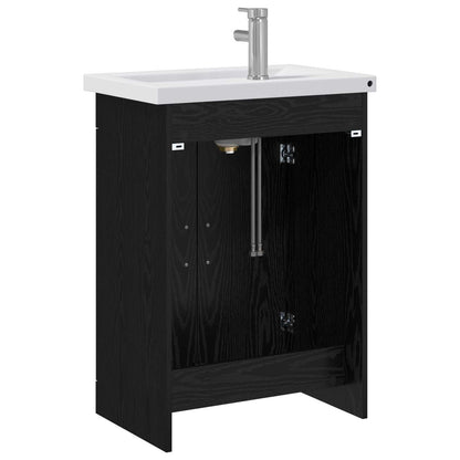 Badezimmermöbel-Set Schwarz Eichen-Optik 61 x 40 x 84,5 cm