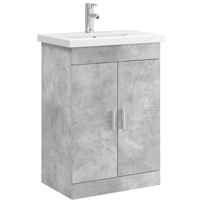 Badezimmermöbel-Set Betongrau 61 x 40 x 84,5 cm Holzwerkstoff