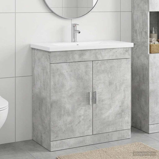 Badezimmermöbel-Set Betongrau 81 x 40 x 84,5 cm Holzwerkstoff
