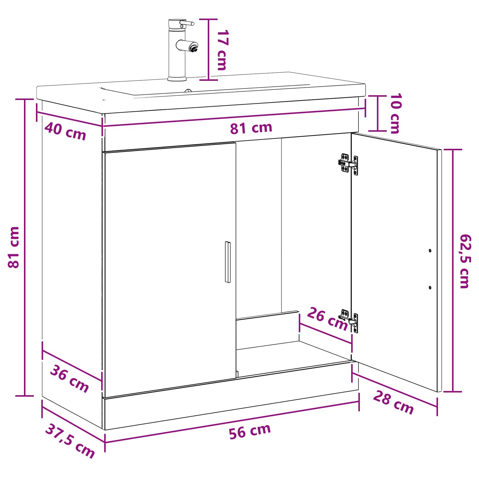 Badezimmermöbel-Set Geräucherte Eiche 81 x 40 x 84,5 cm