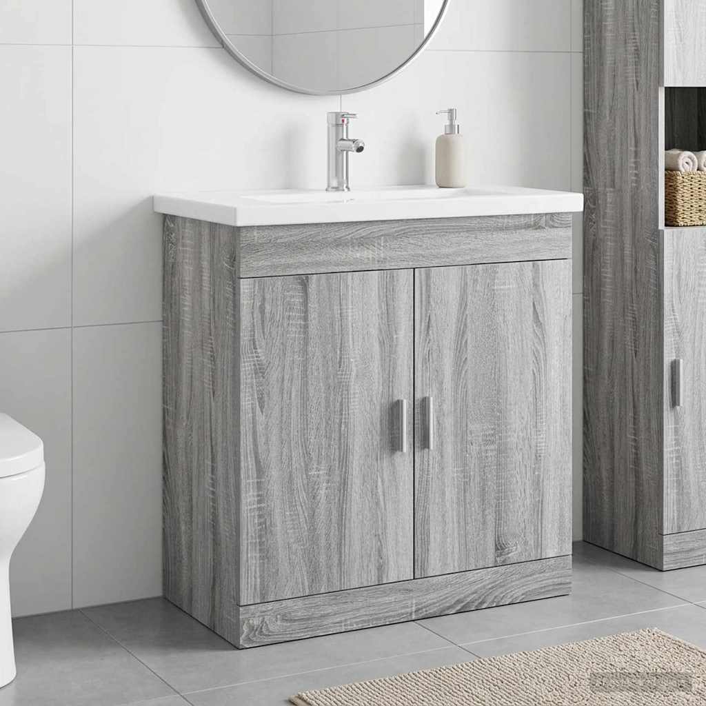 Badezimmermöbel-Set Grau Sonoma 81 x 40 x 84,5 cm Holzwerkstoff
