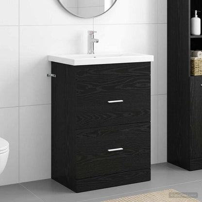 Badezimmermöbel-Set Schwarz Eichen-Optik 61 x 40 x 84,5 cm