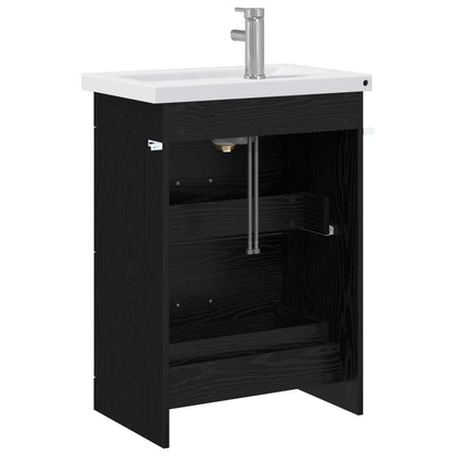 Badezimmermöbel-Set Schwarz Eichen-Optik 61 x 40 x 84,5 cm