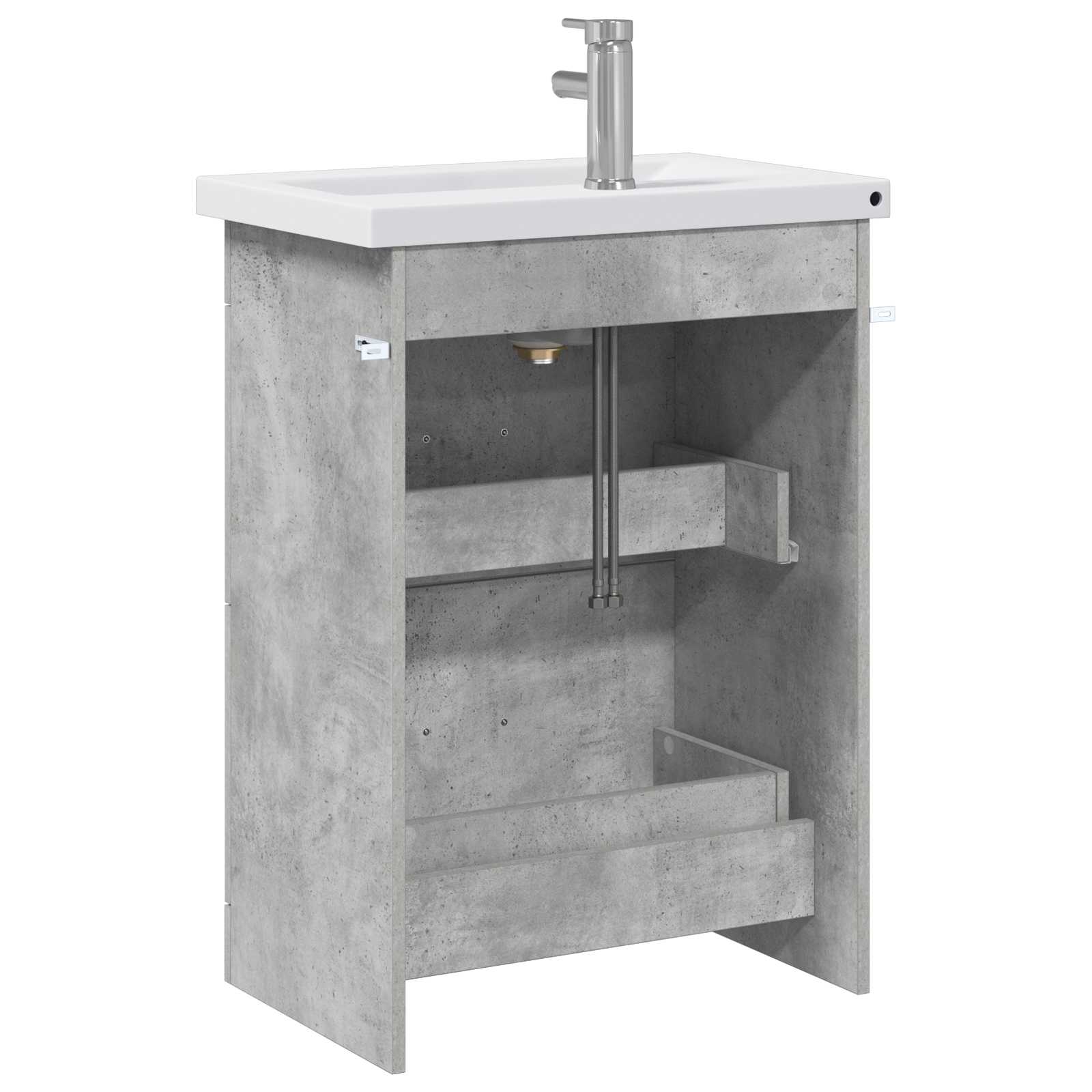 Badezimmermöbel-Set Betongrau 61 x 40 x 84,5 cm Holzwerkstoff
