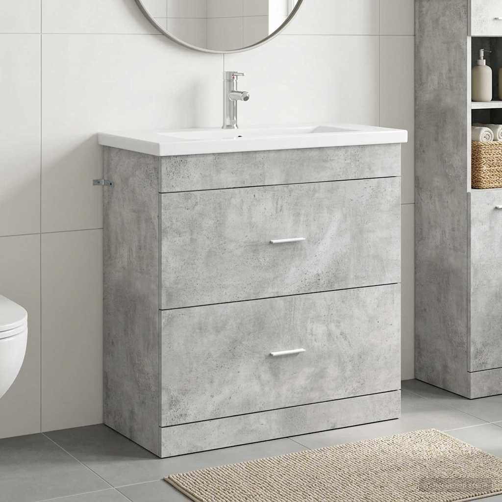 Badezimmermöbel-Set Betongrau 81 x 40 x 84,5 cm Holzwerkstoff