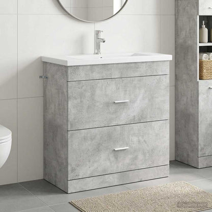 Badezimmermöbel-Set Betongrau 81 x 40 x 84,5 cm Holzwerkstoff