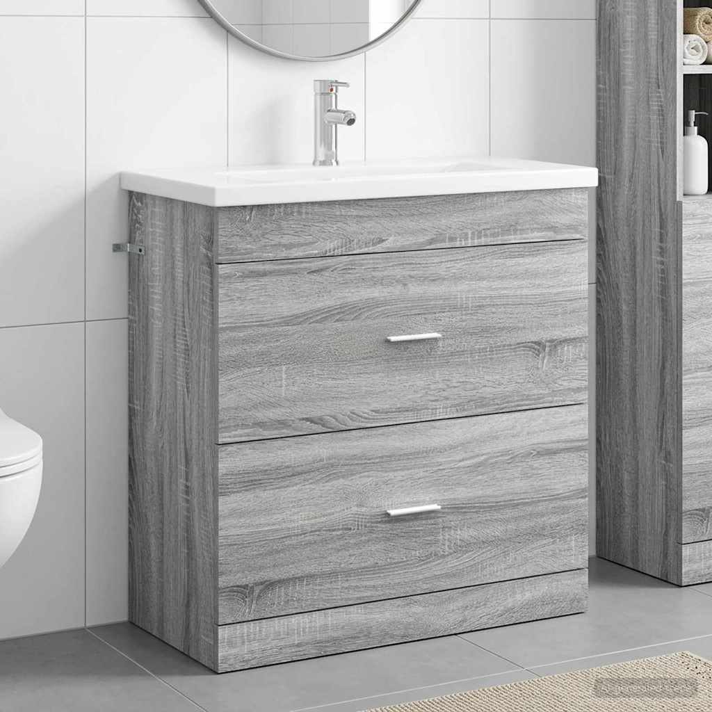 Badezimmermöbel-Set Grau Sonoma 81 x 40 x 84,5 cm Holzwerkstoff