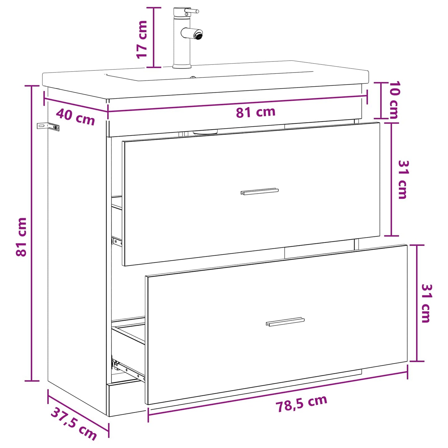 Badezimmermöbel-Set Artisan-Eiche 81 x 40 x 84,5 cm