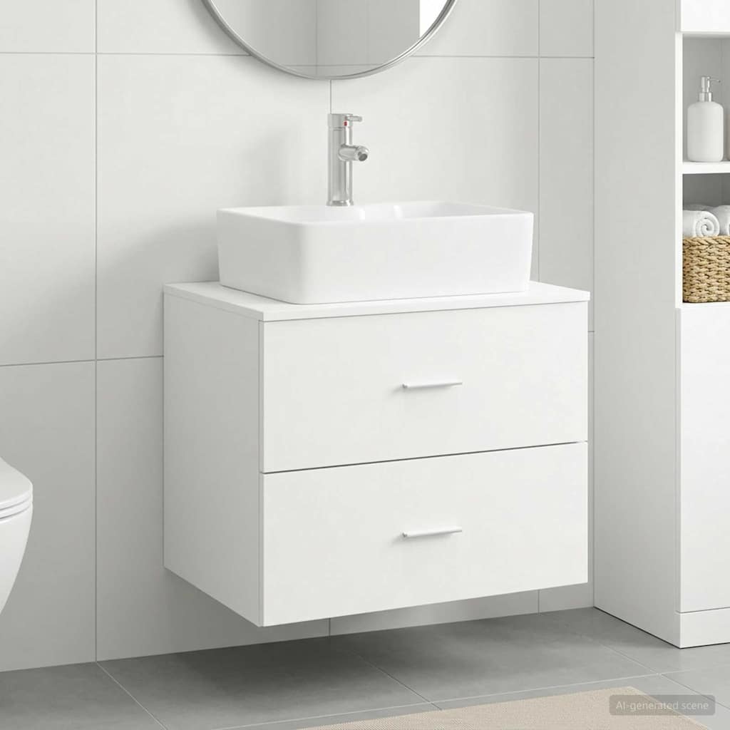 Badezimmermöbel-Set Weiß Holzwerkstoff