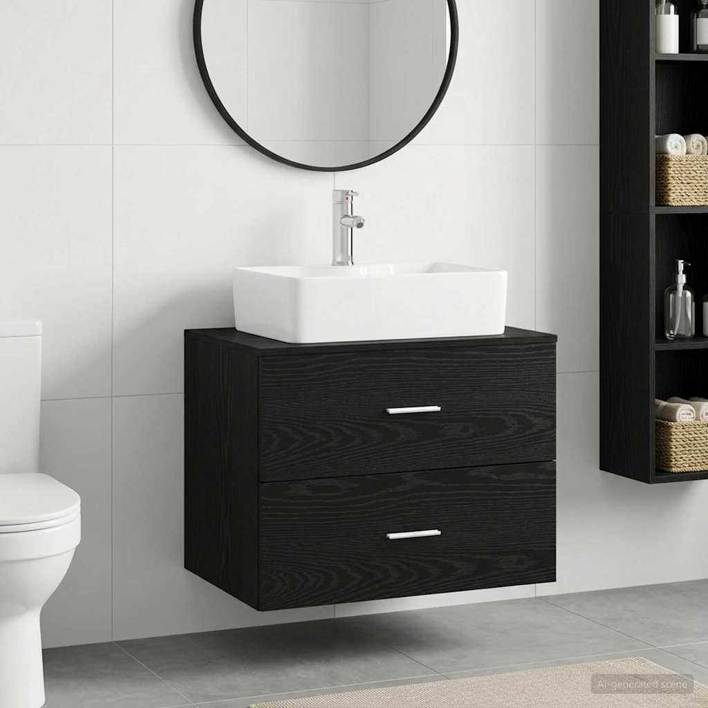 Badezimmermöbel-Set Schwarze Eiche Holzwerkstoff