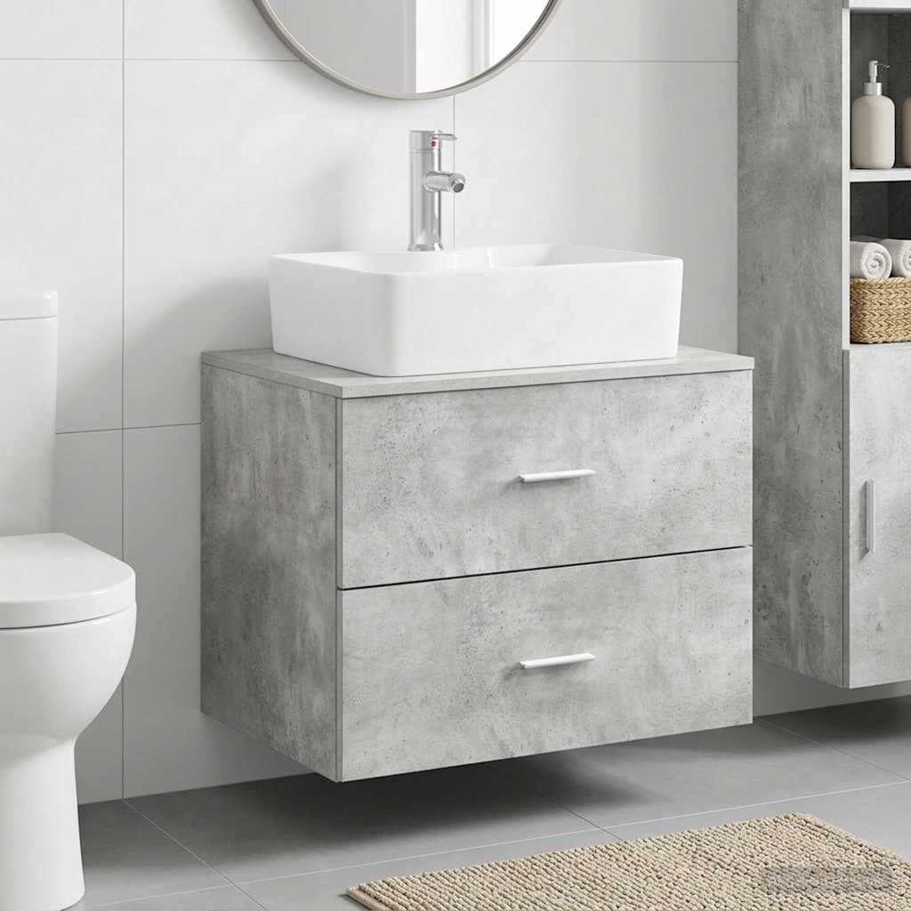 Badezimmermöbel-Set Betongrau Holzwerkstoff