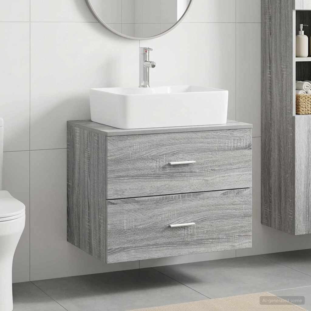 Badezimmermöbel-Set Grau Sonoma Holzwerkstoff