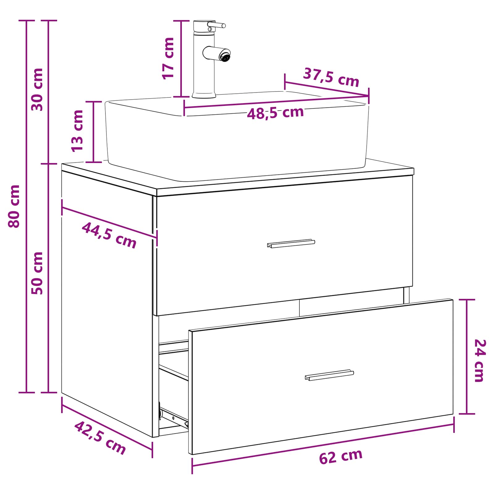 Badezimmermöbel-Set Artisan-Eiche Holzwerkstoff