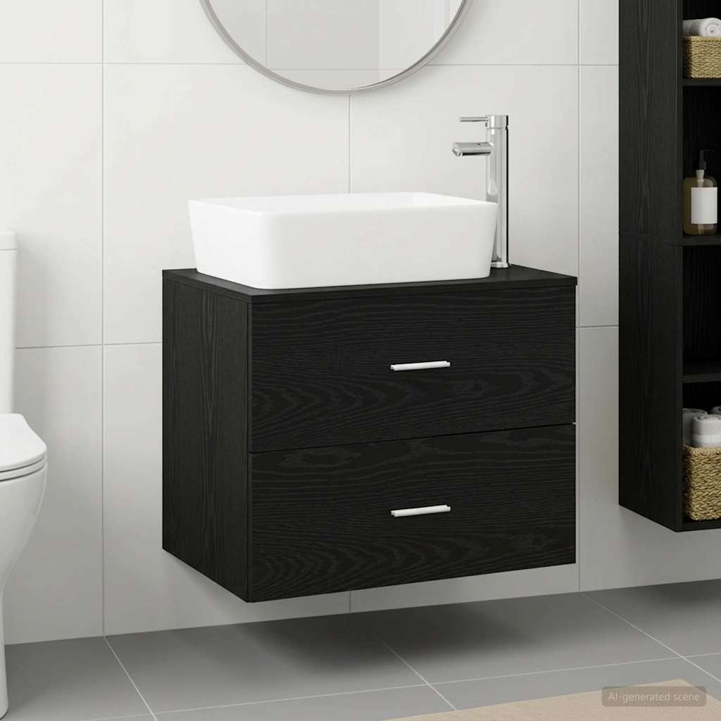 Badezimmermöbel-Set Schwarze Eiche Holzwerkstoff