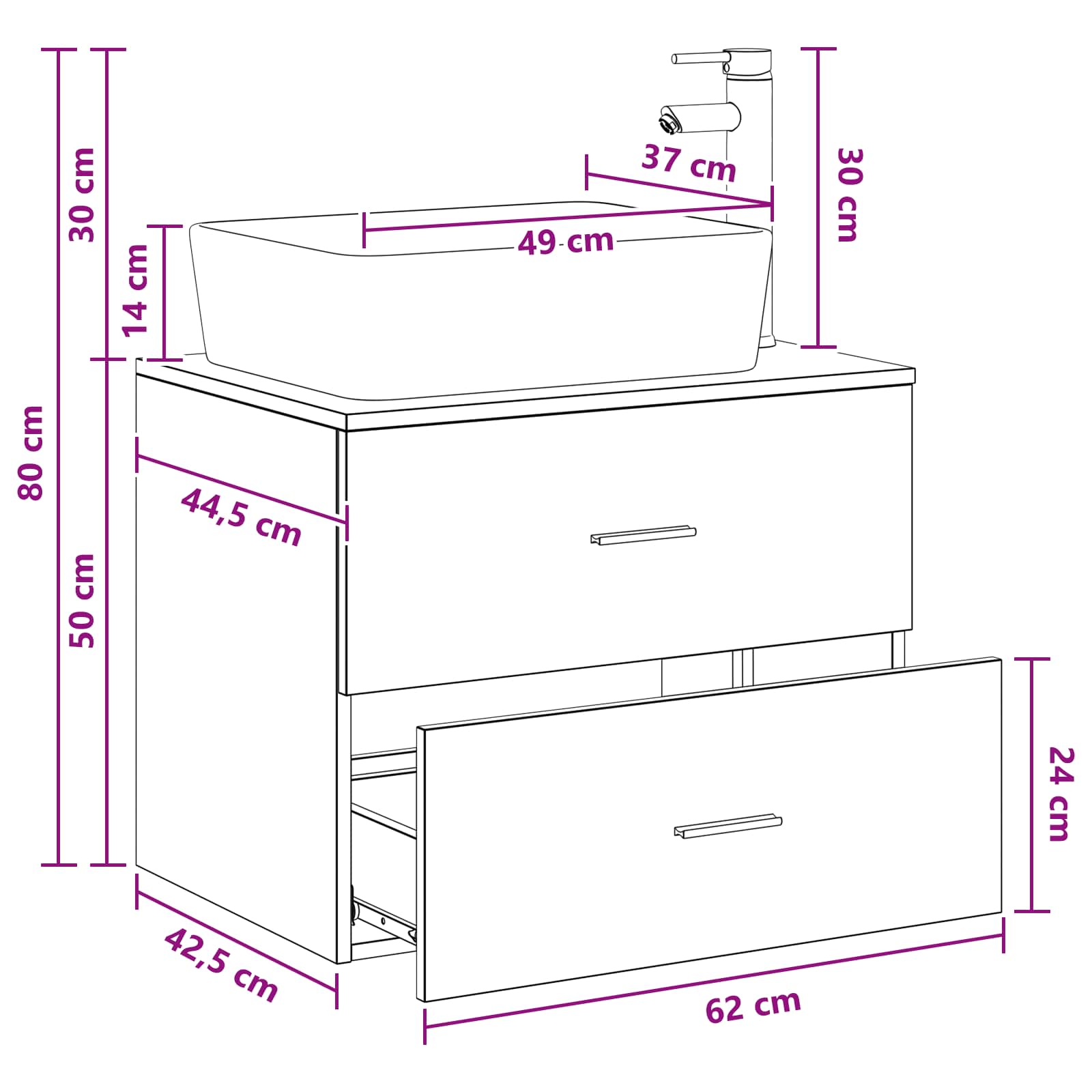 Badezimmermöbel-Set Schwarze Eiche Holzwerkstoff