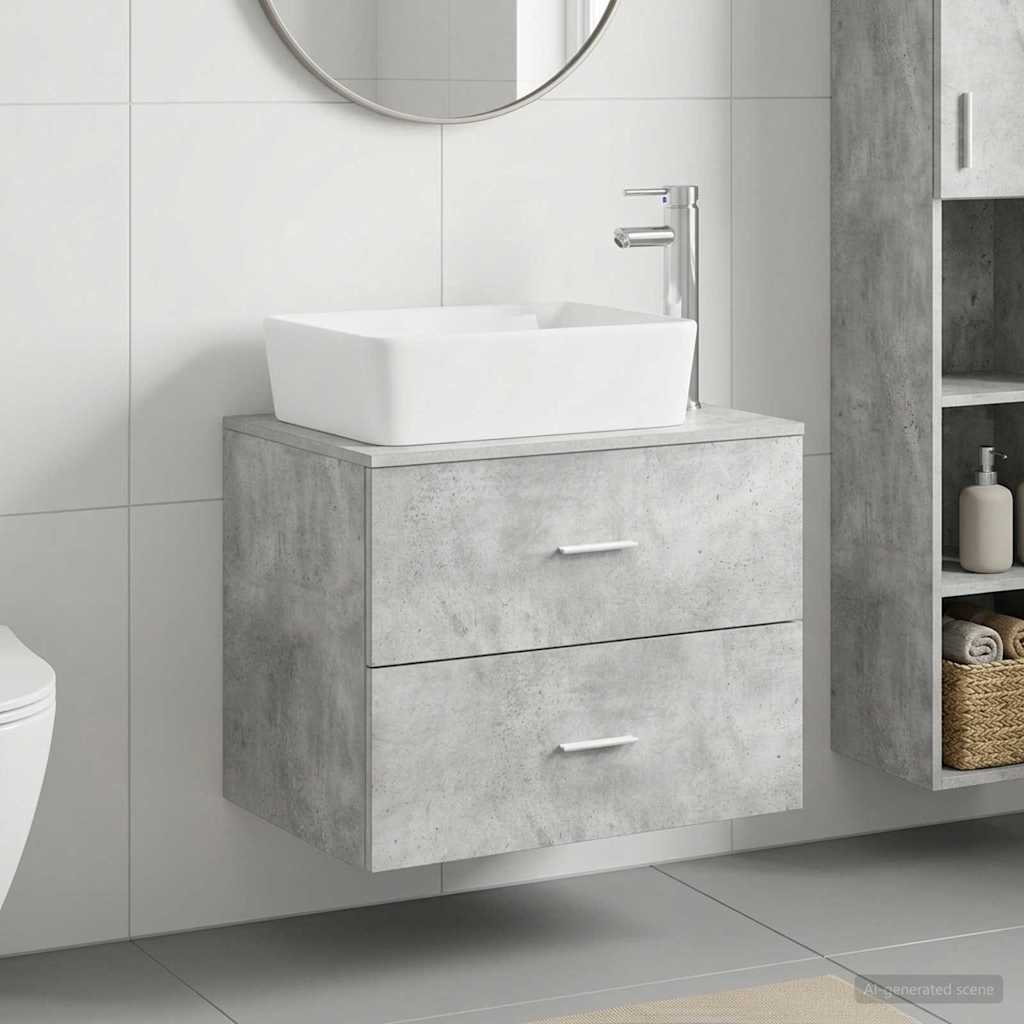 Badezimmermöbel-Set Betongrau Holzwerkstoff
