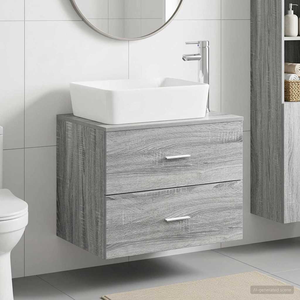 Badezimmermöbel-Set Grau Sonoma Holzwerkstoff