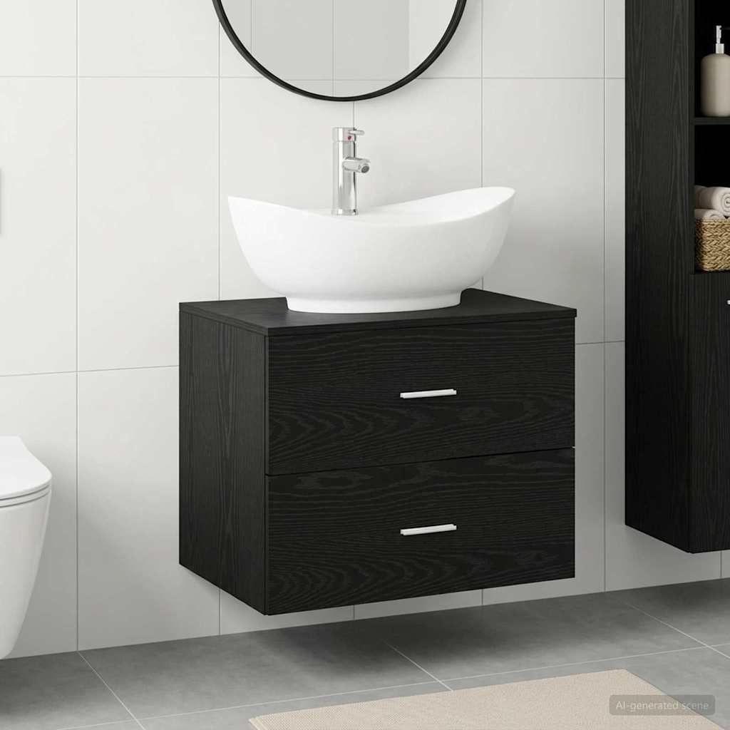 Badezimmermöbel-Set Schwarze Eiche Holzwerkstoff