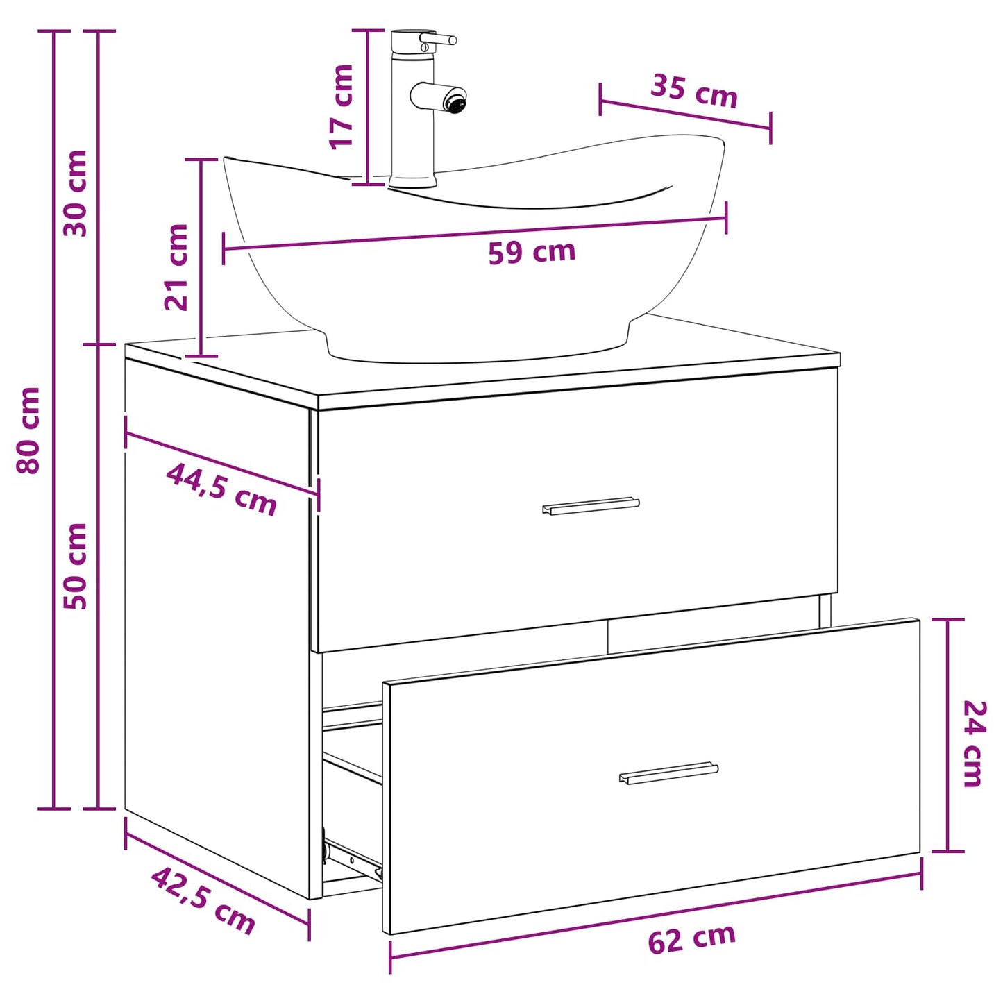 Badezimmermöbel-Set Schwarze Eiche Holzwerkstoff