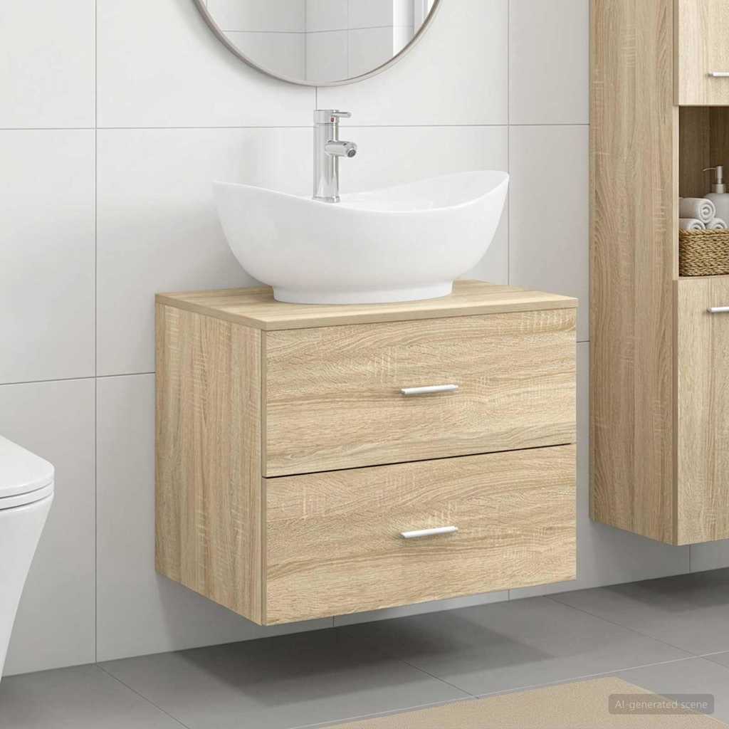 Badezimmermöbel-Set Sonoma-Eiche Holzwerkstoff
