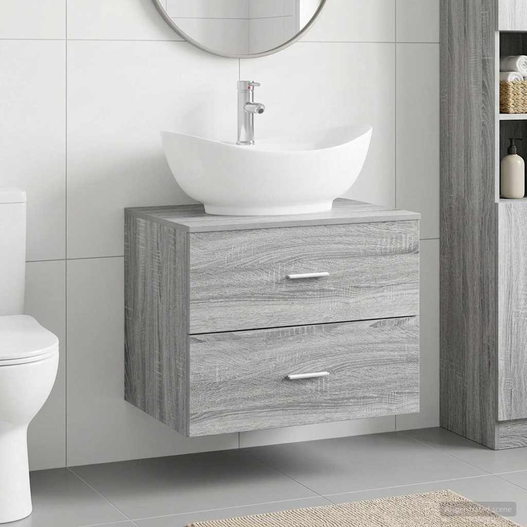 Badezimmermöbel-Set Grau Sonoma Holzwerkstoff