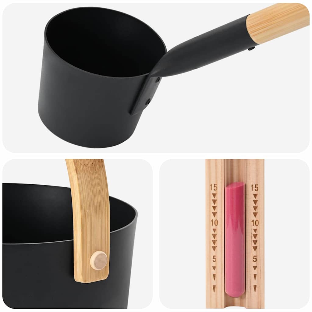 Sauna Zubehör Set 4 Stk. Schwarz