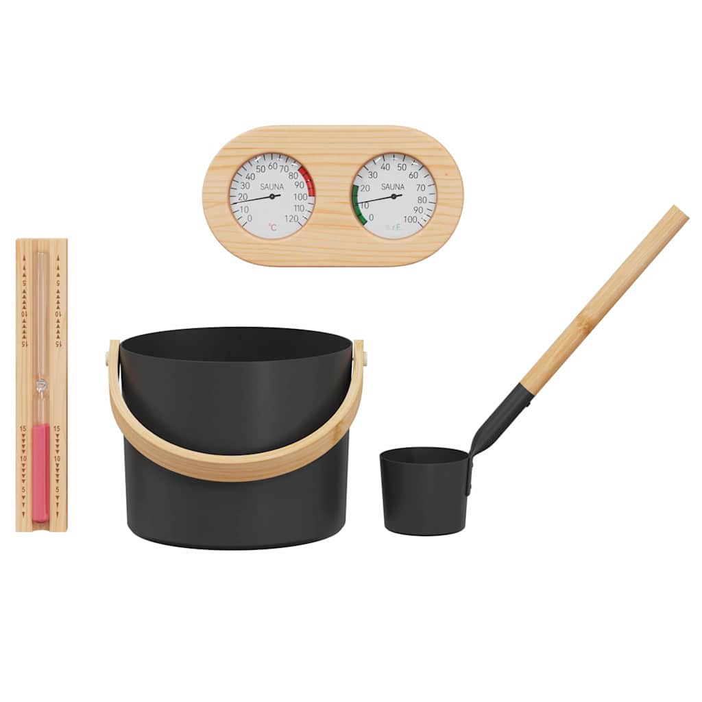 Sauna Zubehör Set 4 Stk. Schwarz