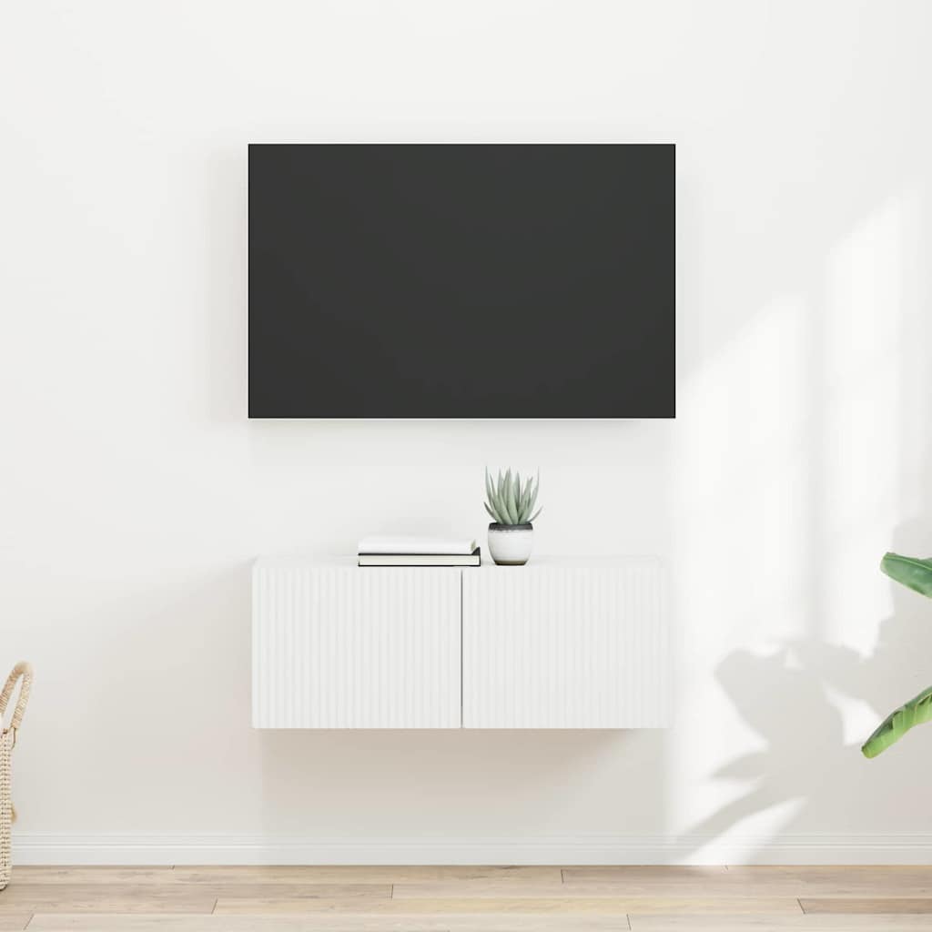 TV-Wandschrank 2 stk. Weiß Holzwerkstoff