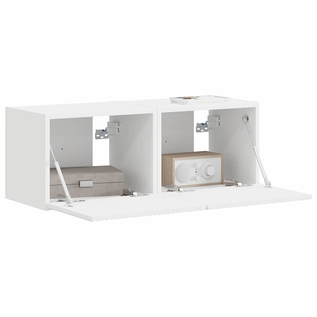 TV-Wandschrank 2 stk. Weiß Holzwerkstoff