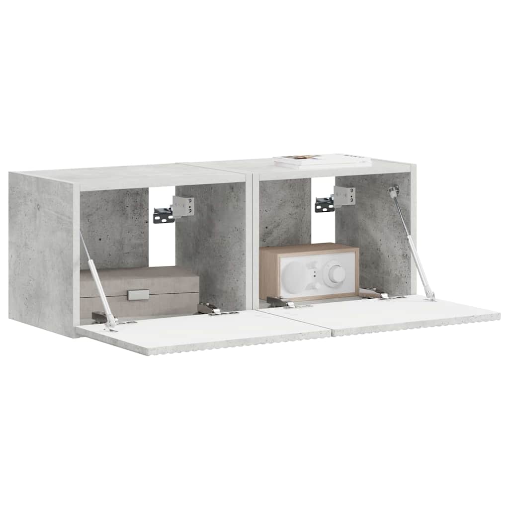 TV-Wandschrank 2 stk. Beton Holzwerkstoff