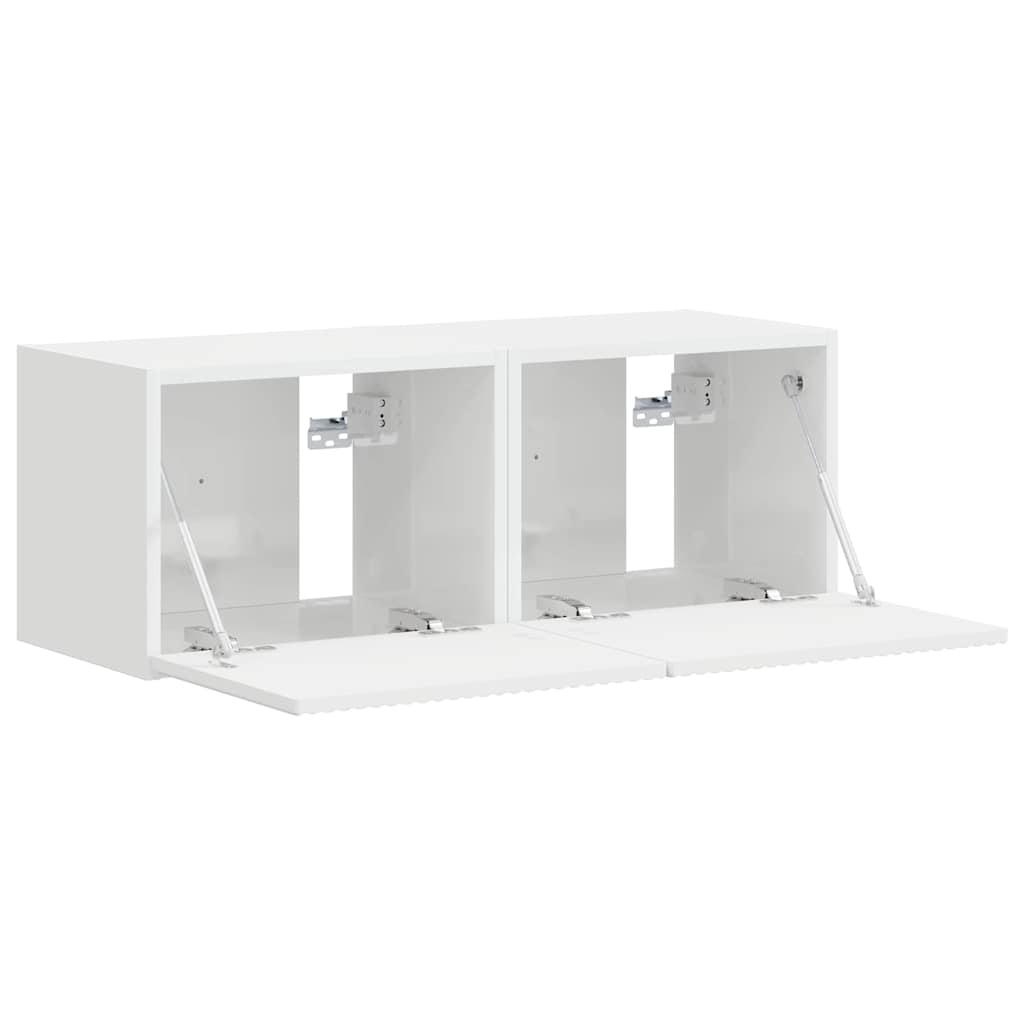 TV-Wandschrank 2 stk. Glänzend Weiß Holzwerkstoff