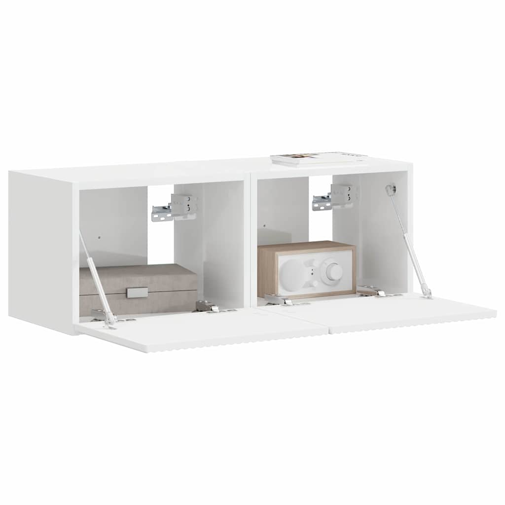 TV-Wandschrank 2 stk. Glänzend Weiß Holzwerkstoff