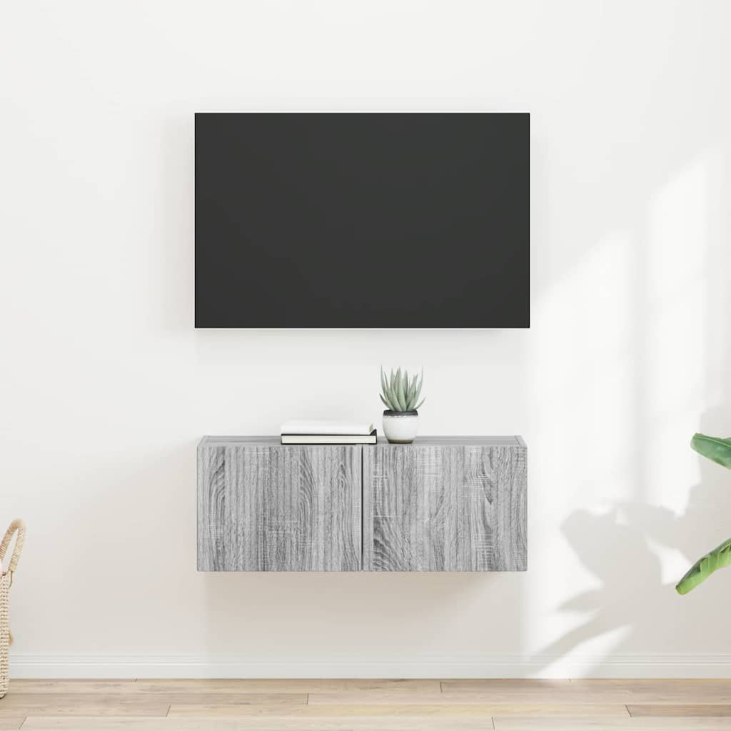 TV-Wandschrank 2 stk. Sonoma-Grau Holzwerkstoff