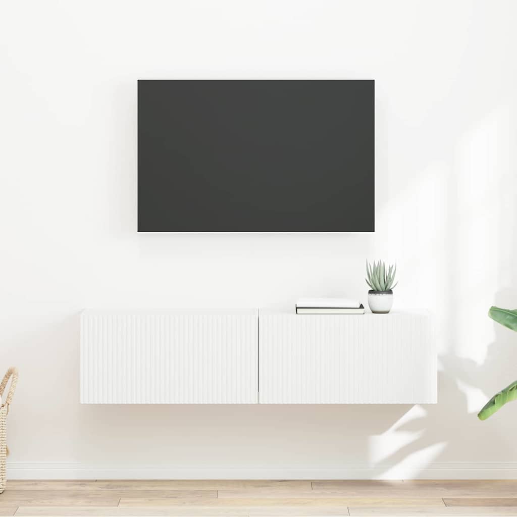TV-Wandschrank 2 stk. Weiß Holzwerkstoff