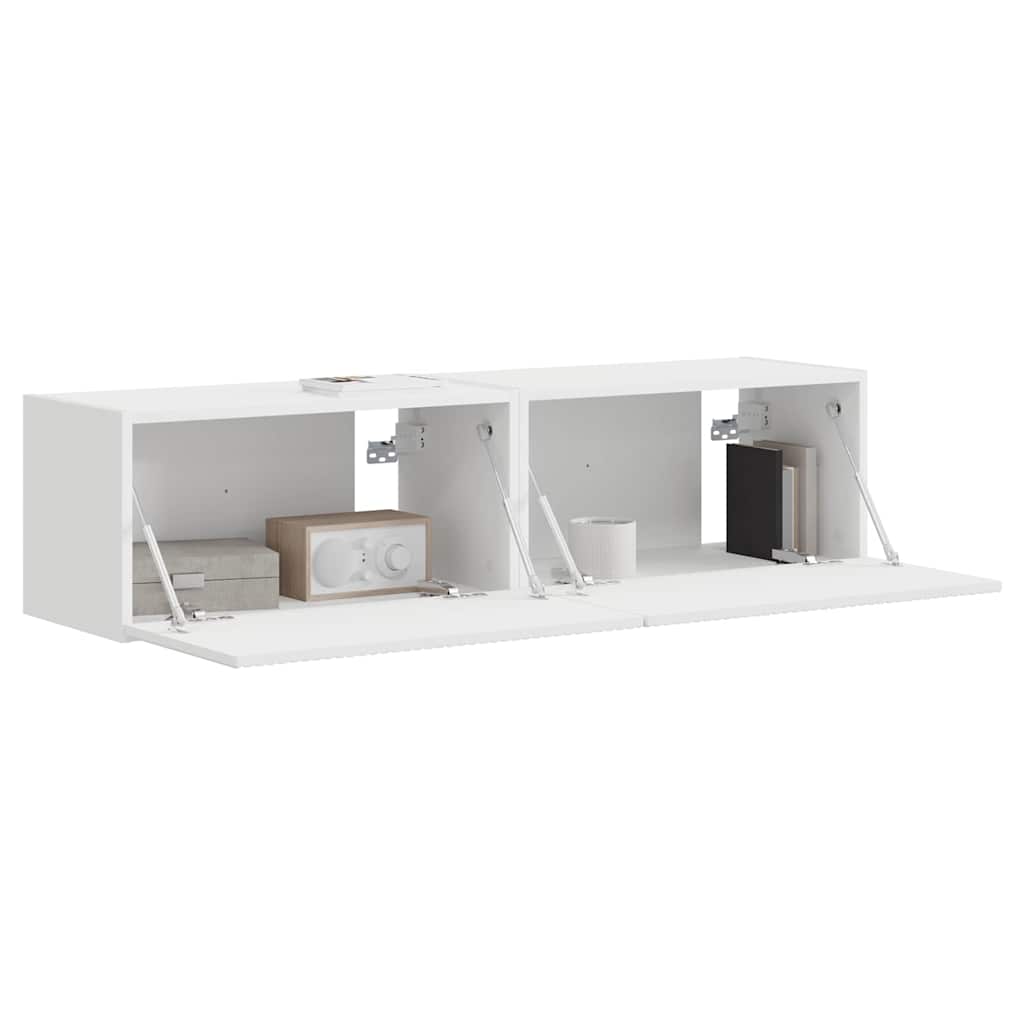 TV-Wandschrank 2 stk. Weiß Holzwerkstoff