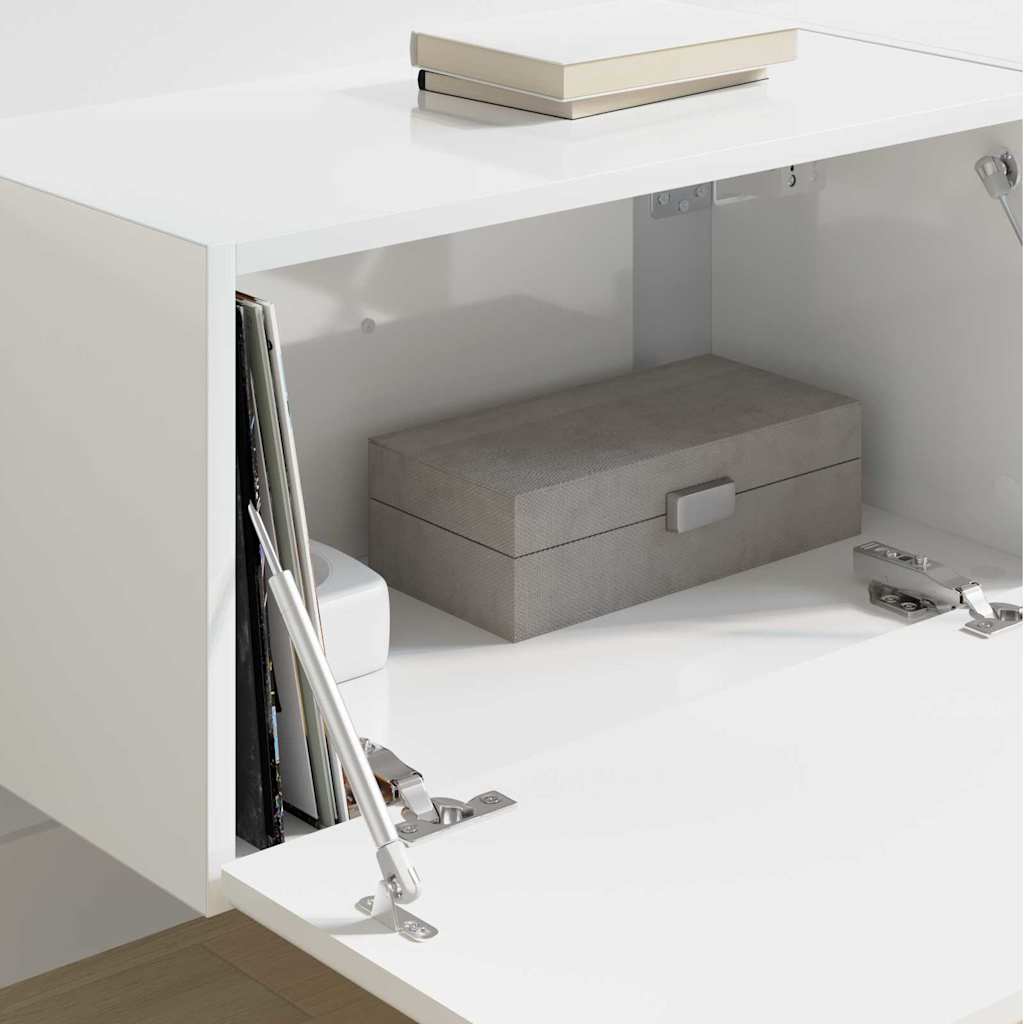 TV-Wandschrank 2 stk. Glänzend Weiß Holzwerkstoff