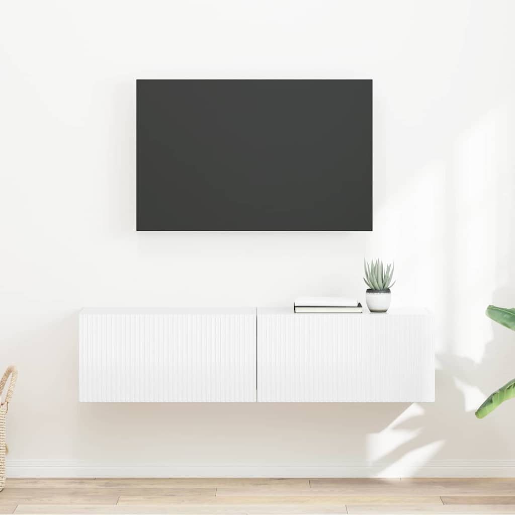 TV-Wandschrank 2 stk. Glänzend Weiß Holzwerkstoff