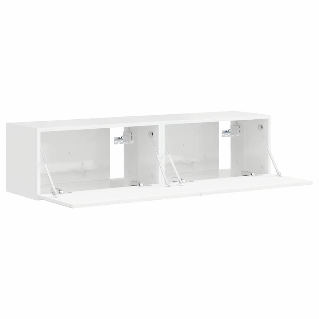 TV-Wandschrank 2 stk. Glänzend Weiß Holzwerkstoff
