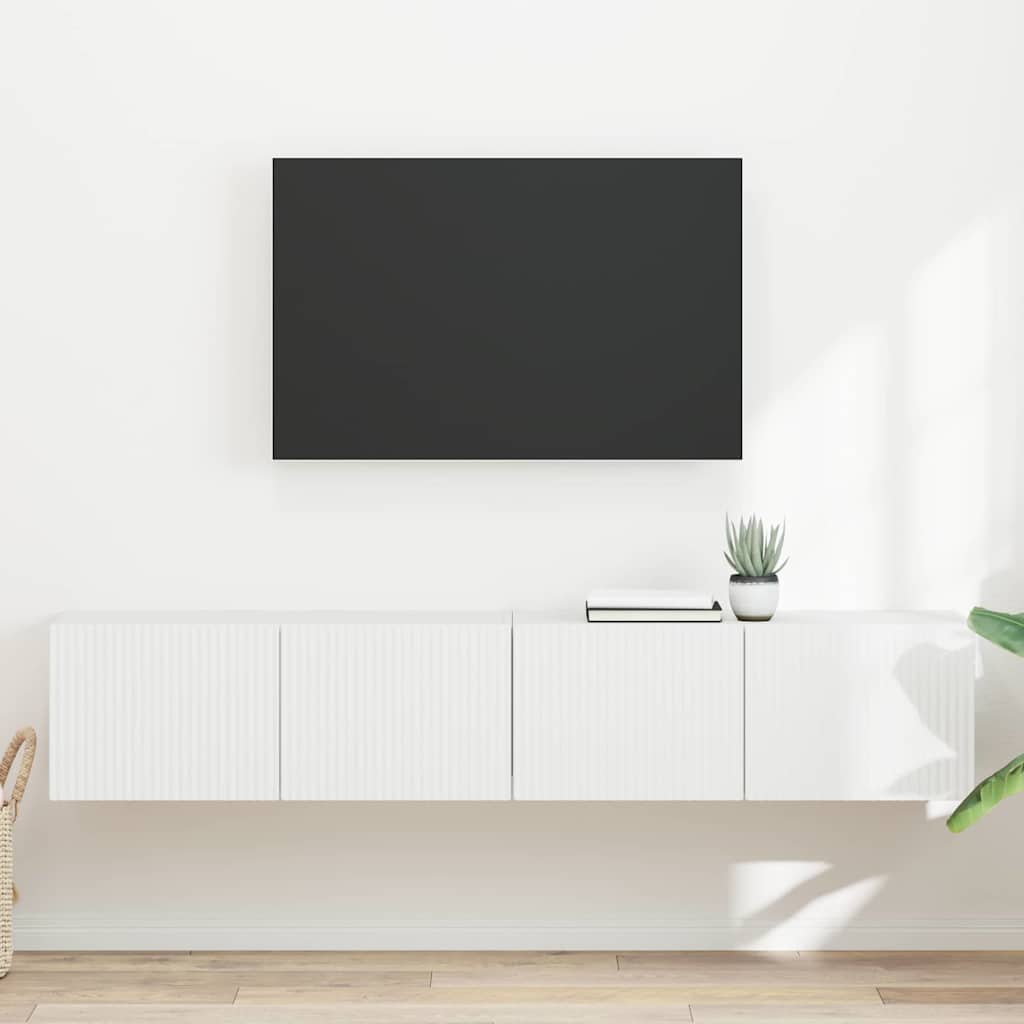 TV-Wandschrank 2 stk. Weiß Holzwerkstoff