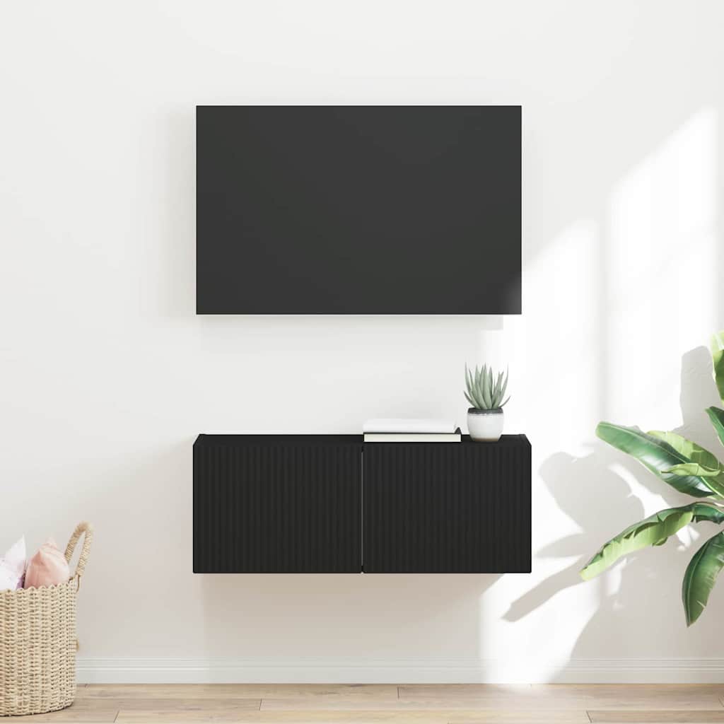 TV-Wandschrank 78,5 x 31 x 29,5 cm Schwarz Holzwerkstoff