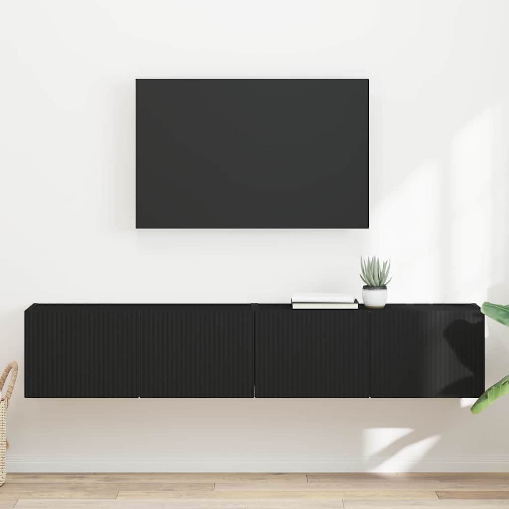TV-Wandschrank 2 stk. Schwarz Holzwerkstoff
