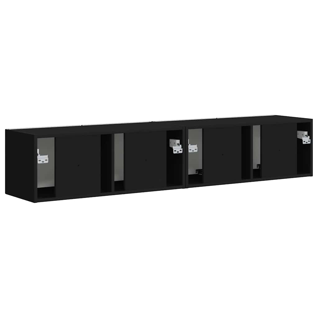 TV-Wandschrank 2 stk. Schwarz Holzwerkstoff