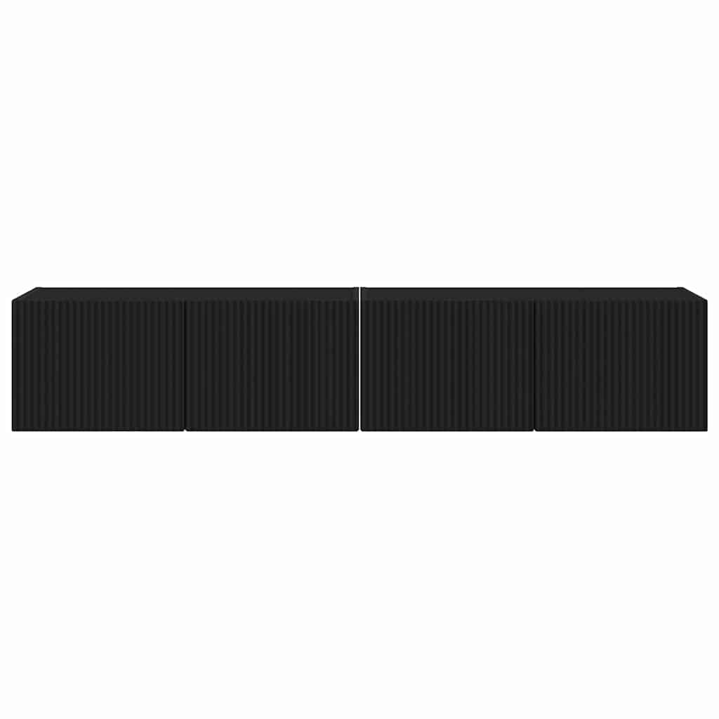 TV-Wandschrank 2 stk. Schwarz Holzwerkstoff