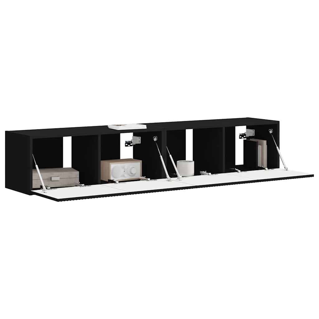 TV-Wandschrank 2 stk. Schwarz Holzwerkstoff