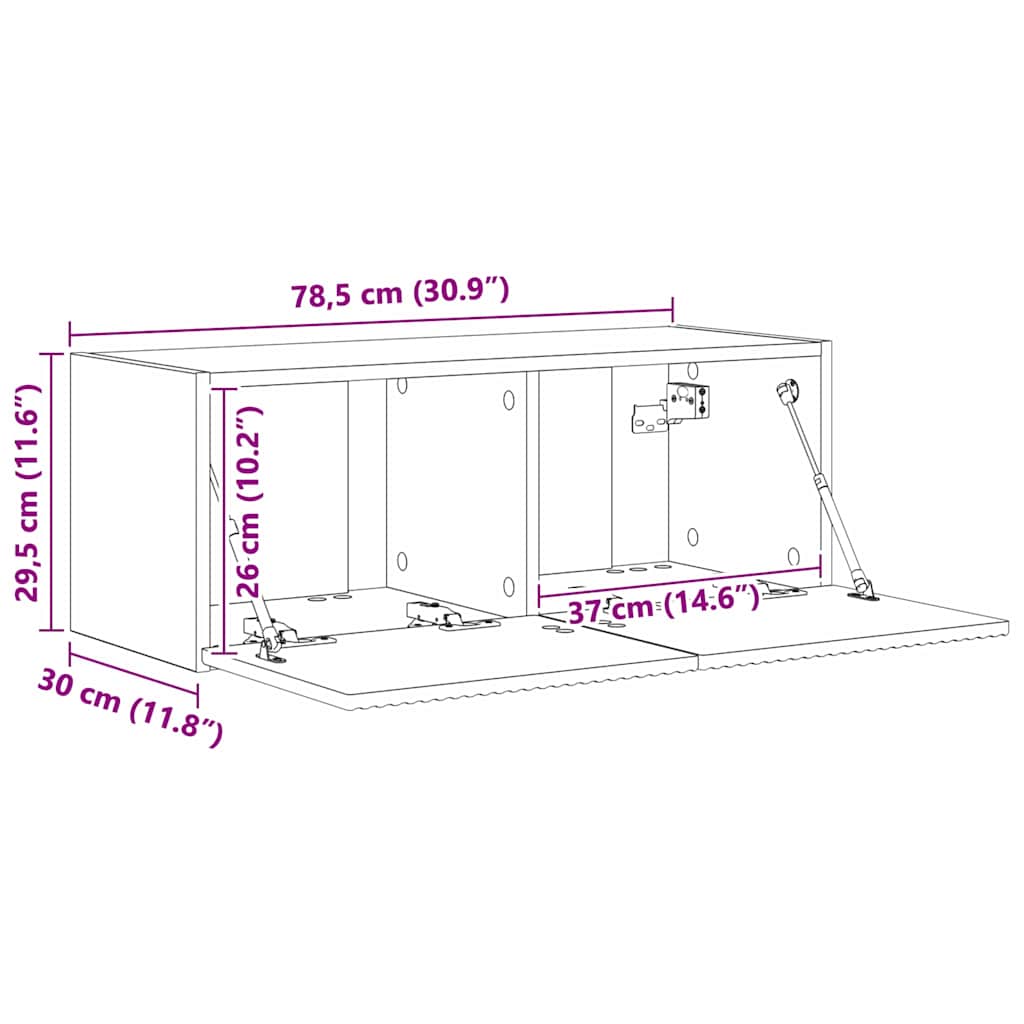 TV-Wandschrank 2 stk. Schwarz Holzwerkstoff