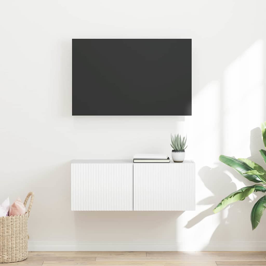 TV-Wandschrank 78,5 x 31 x 29,5 cm Glänzend Weiß Holzwerkstoff